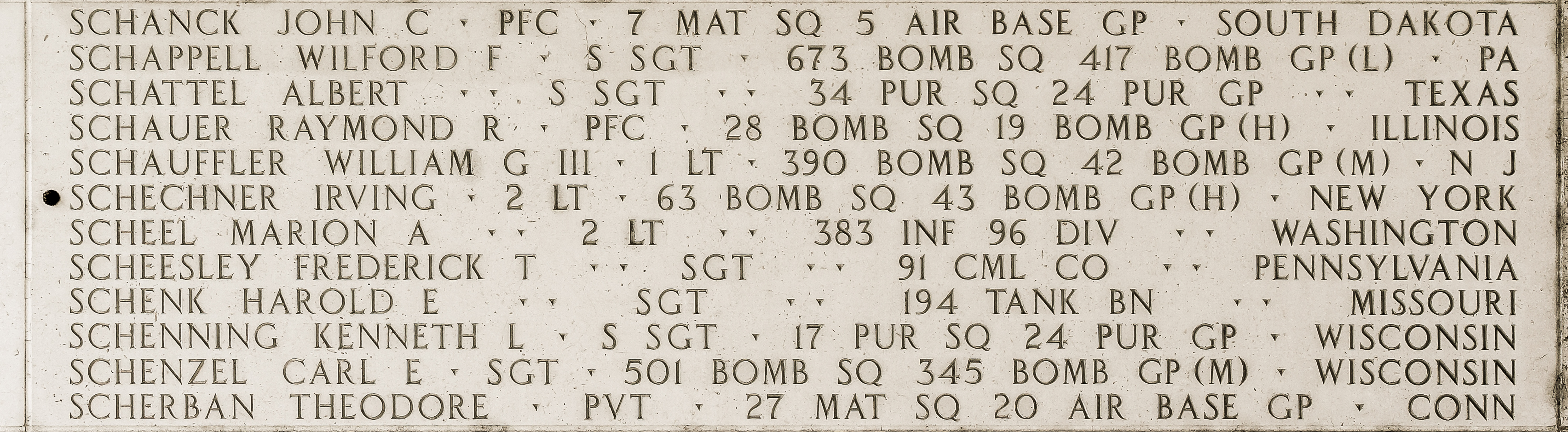 Wilford F. Schappell, Staff Sergeant